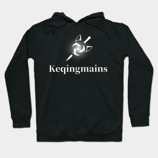 Keqing mains fan art for who mains Keqing with electro cat sword icon in white gift Hoodie